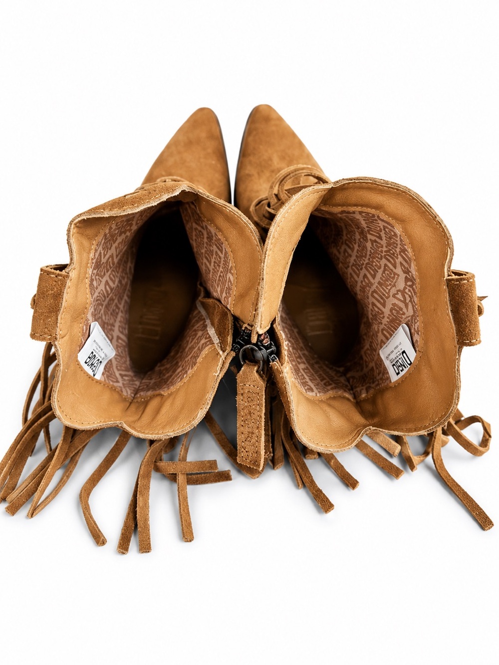 Dingo Crazy Train Fringe Western Boots 8.5 Camel Suede BNWT & Box SOLD OUT - Picture 9 of 14